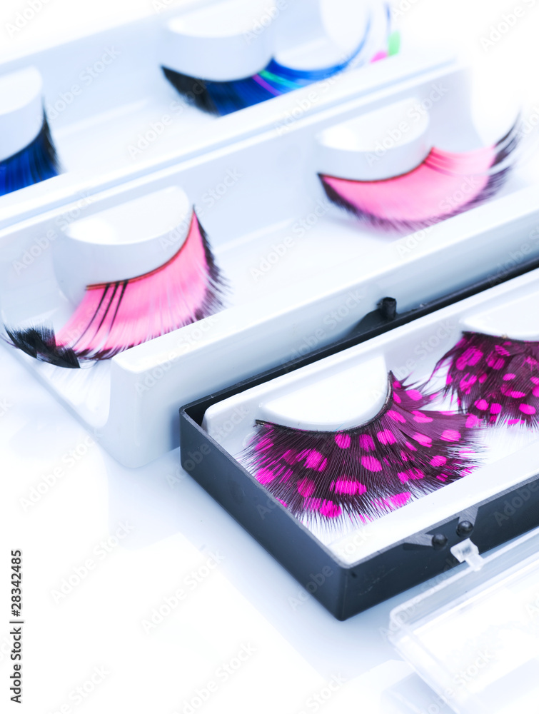 False Eyelashes set over white. Makeup Concept