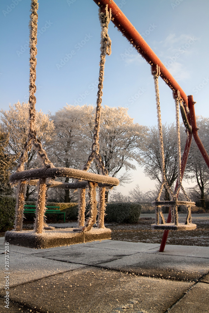 Frozen swing in the park