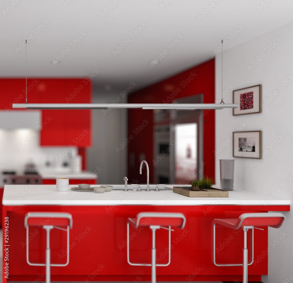 Kitchen in Red (focused)