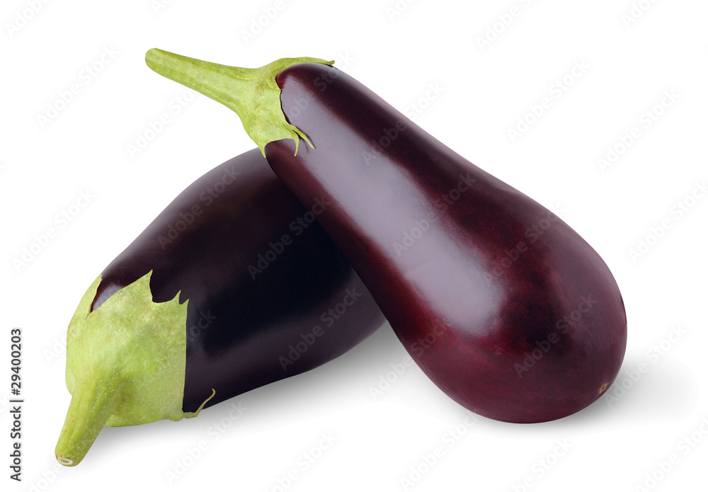 Two eggplants isolated on white background