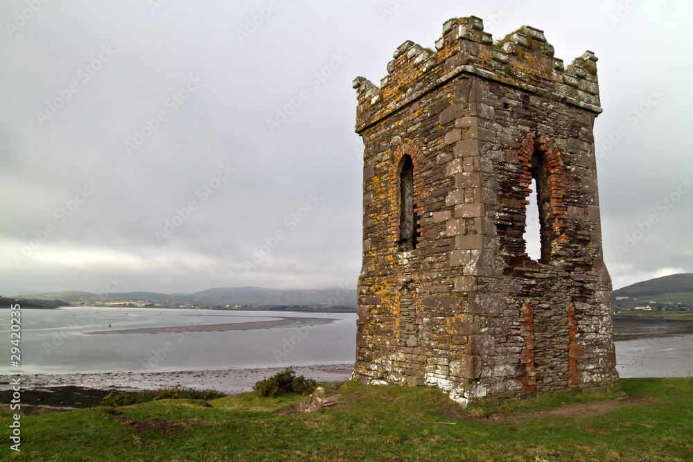 Irish watch tower over Dingle Bay  - Co. Kerry