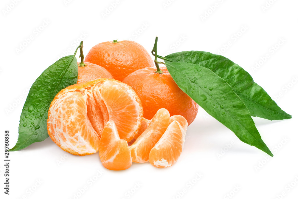 Tangerine isolated on white background, tasty and healthy fruit