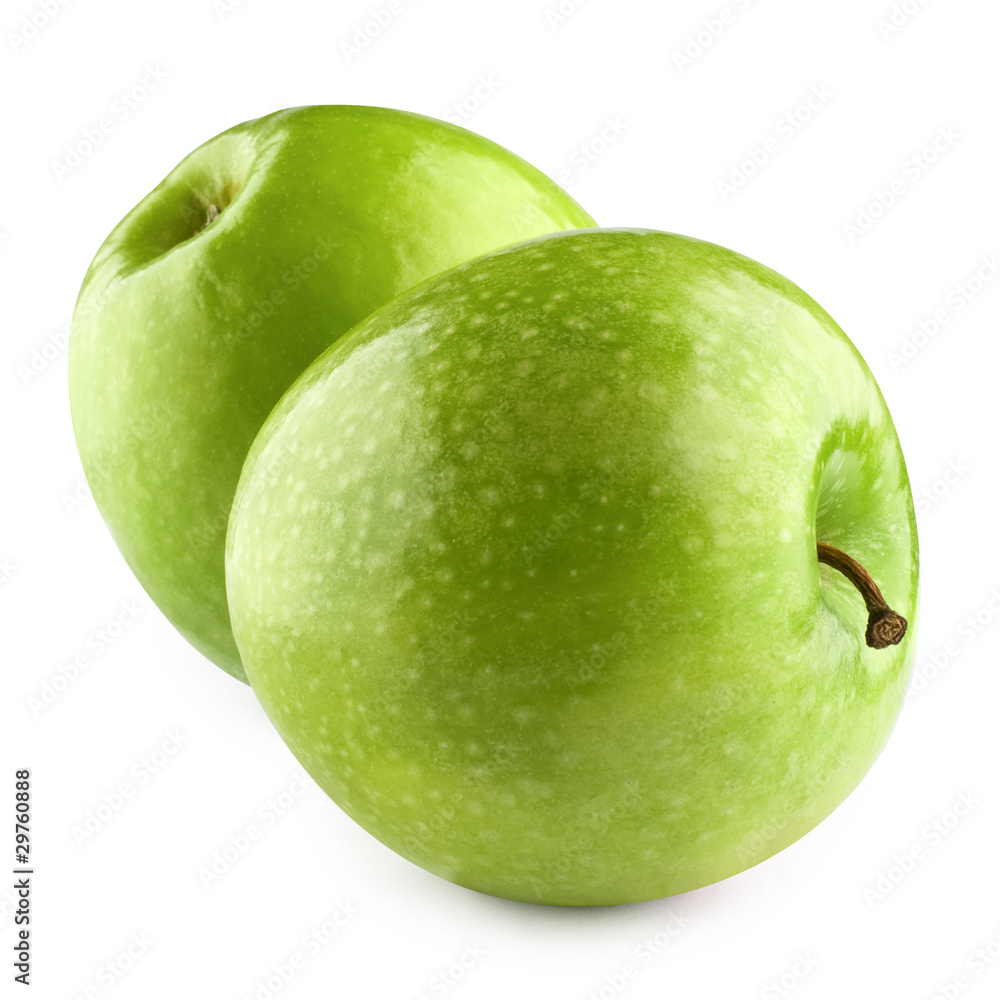 Two Green apples Isolated on a white background