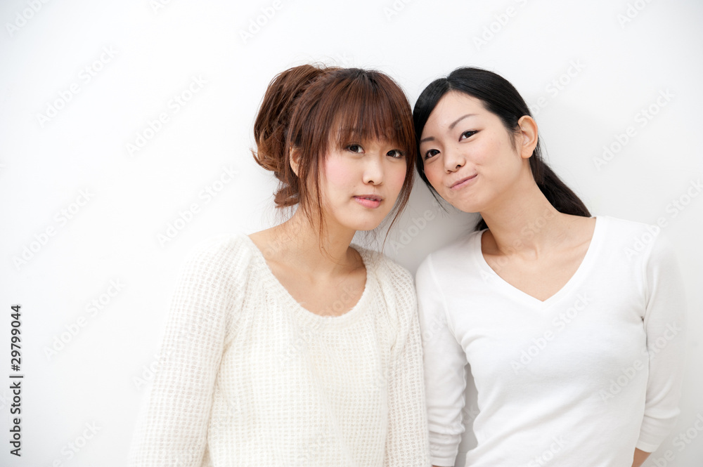 two beautiful asian women relaxing