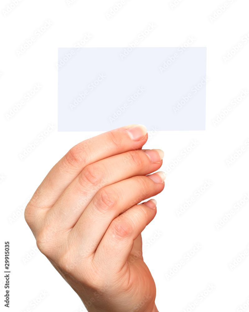 blank business card in hand