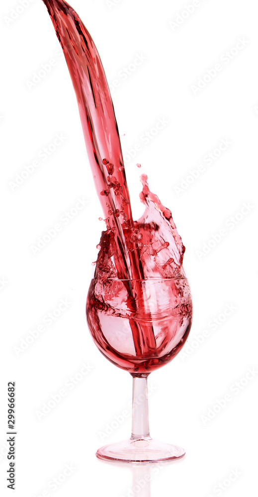 Red wine splash, isolated on white background