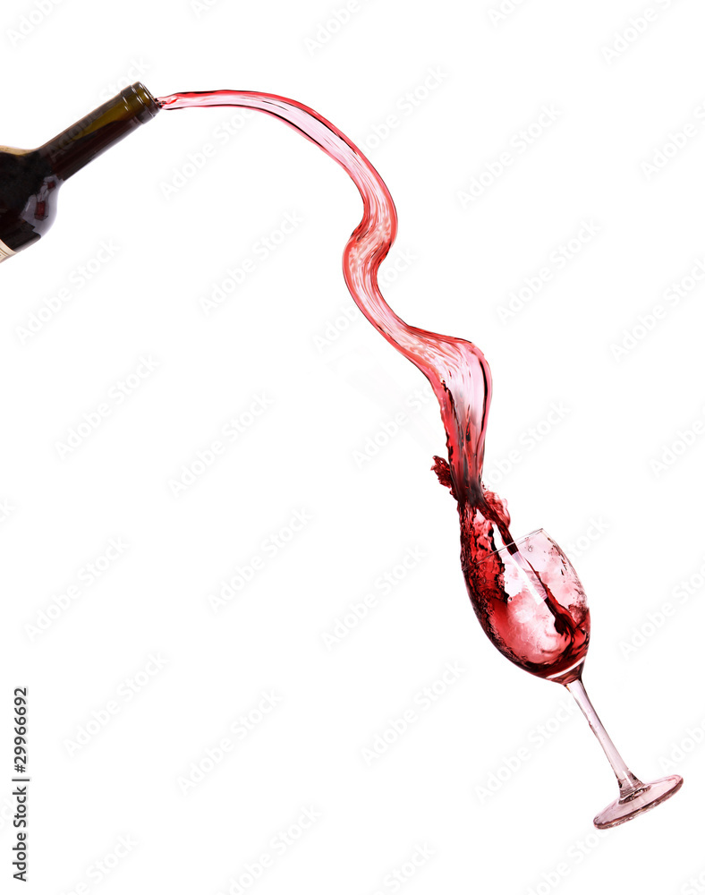 Pouring red wine into glass