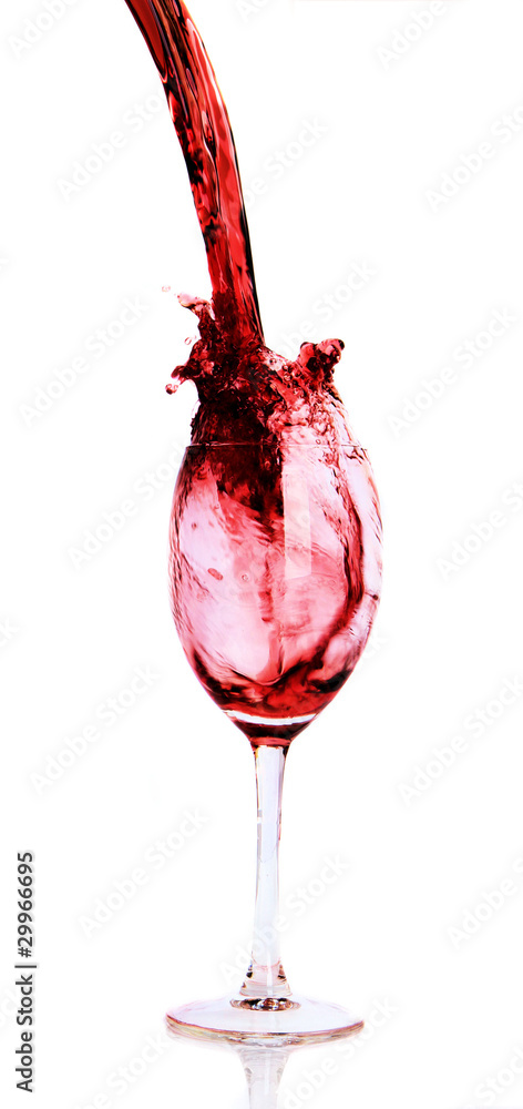 Red wine splash, isolated on white background