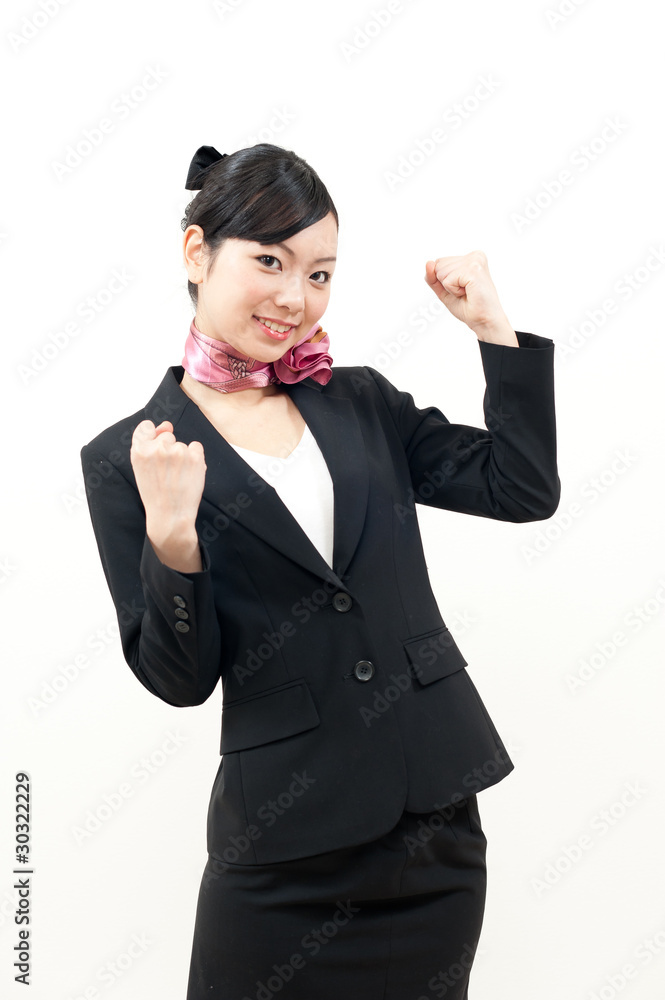 a portrait of beautiful business woman cheering