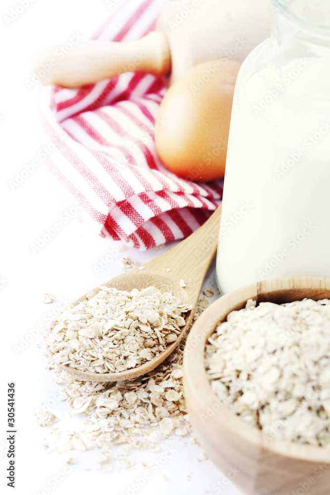 Fresh ingredients for oatmeal cookies