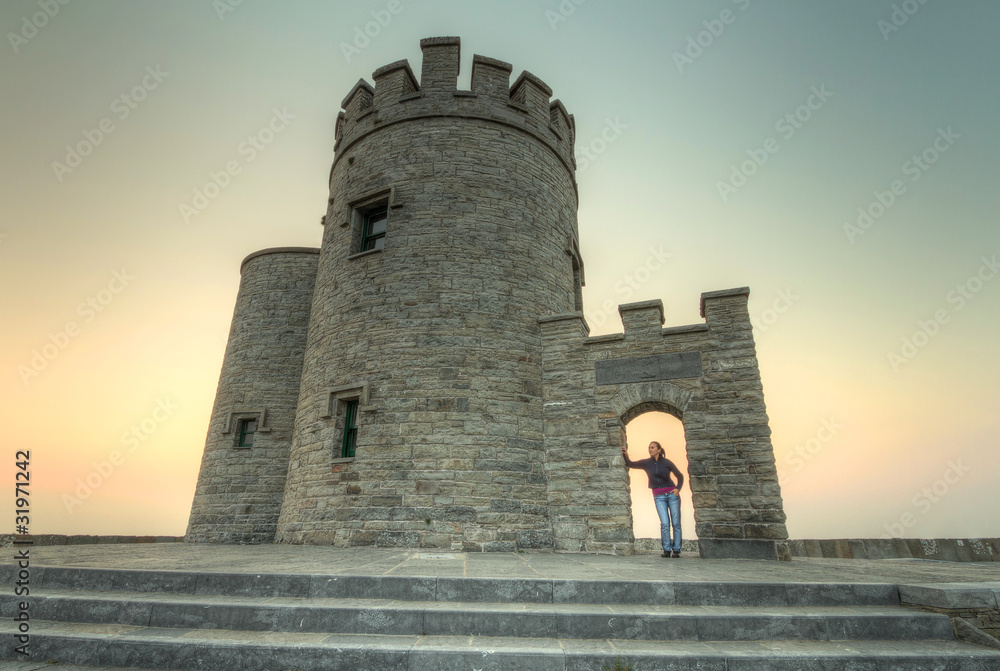 Woman at O’Brien’s Tower on Cliffs of Moher