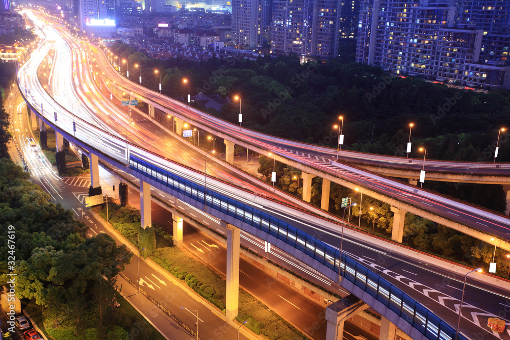 traffic in city at night