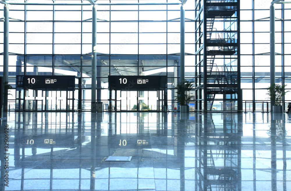 travelers silhouettes at airport