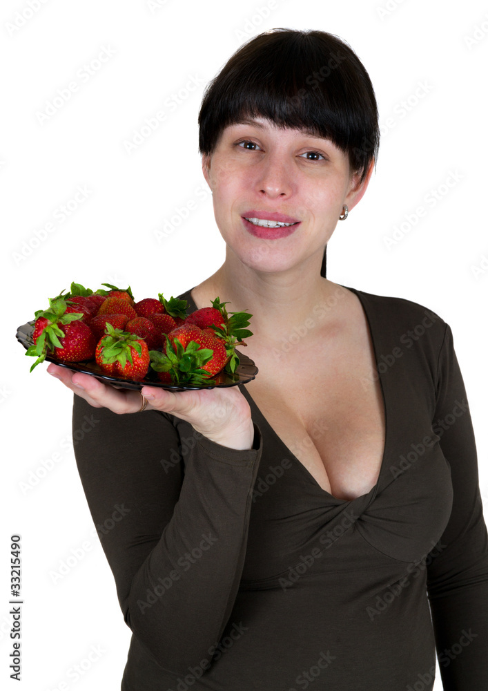 Young girl with strawberry