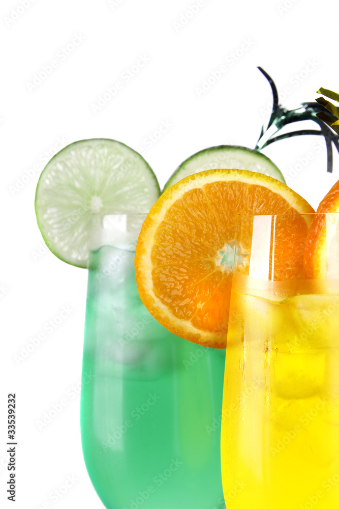 Isolated drinks on white background