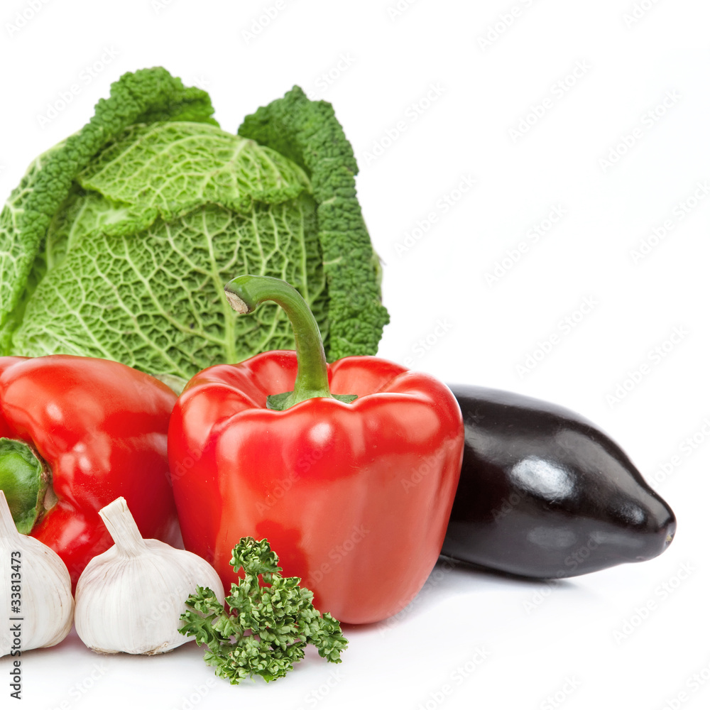 fresh vegetables, isolated on white background