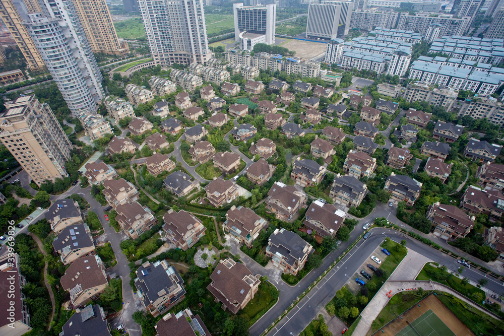 Aerial view of houses