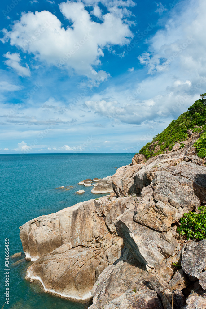 塞舌尔的热带海滩-度假背景