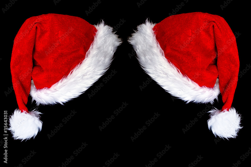 santas hat isolated on black