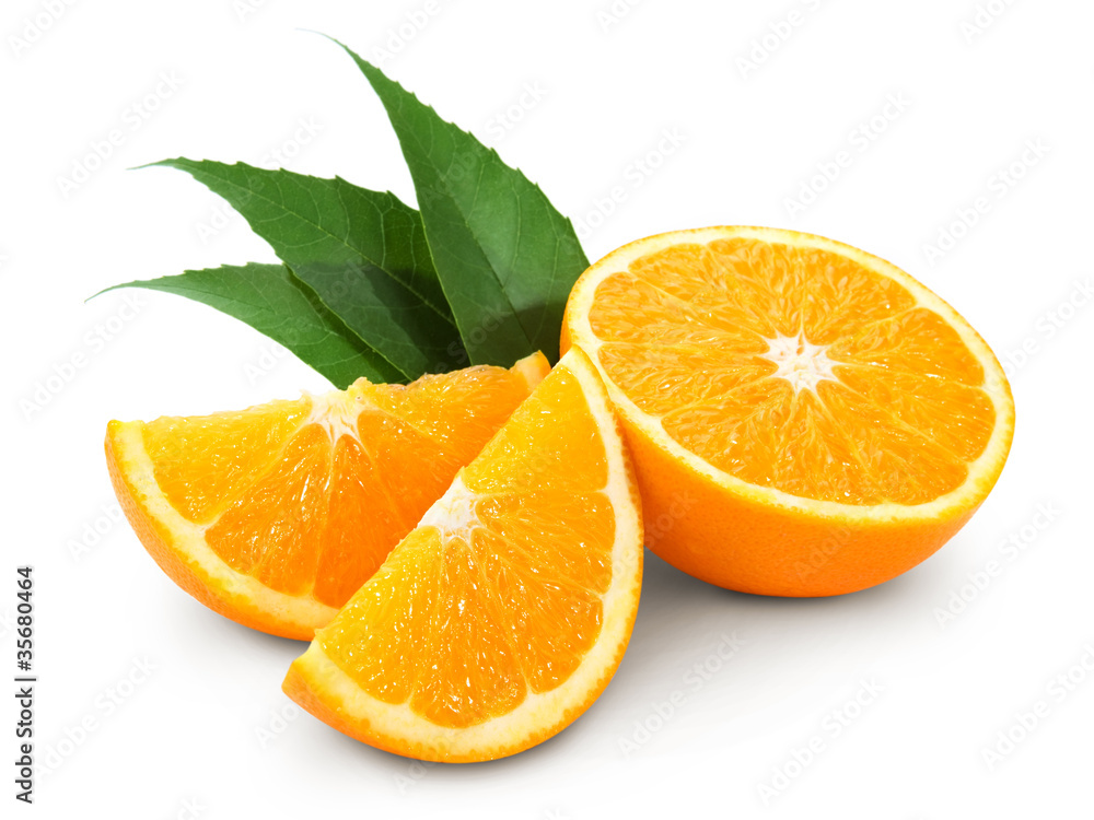 Orange fruit isolated on white background + Clipping Path