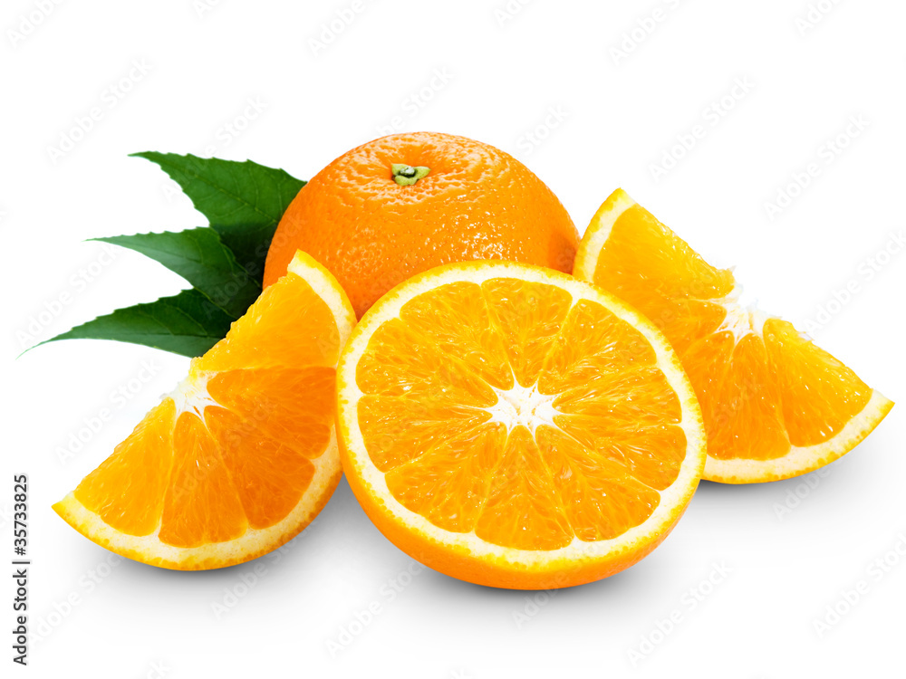 Orange fruit isolated on white background + Clipping Path