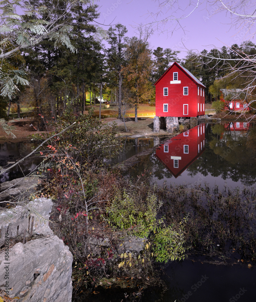 Mill on a Dam at Night