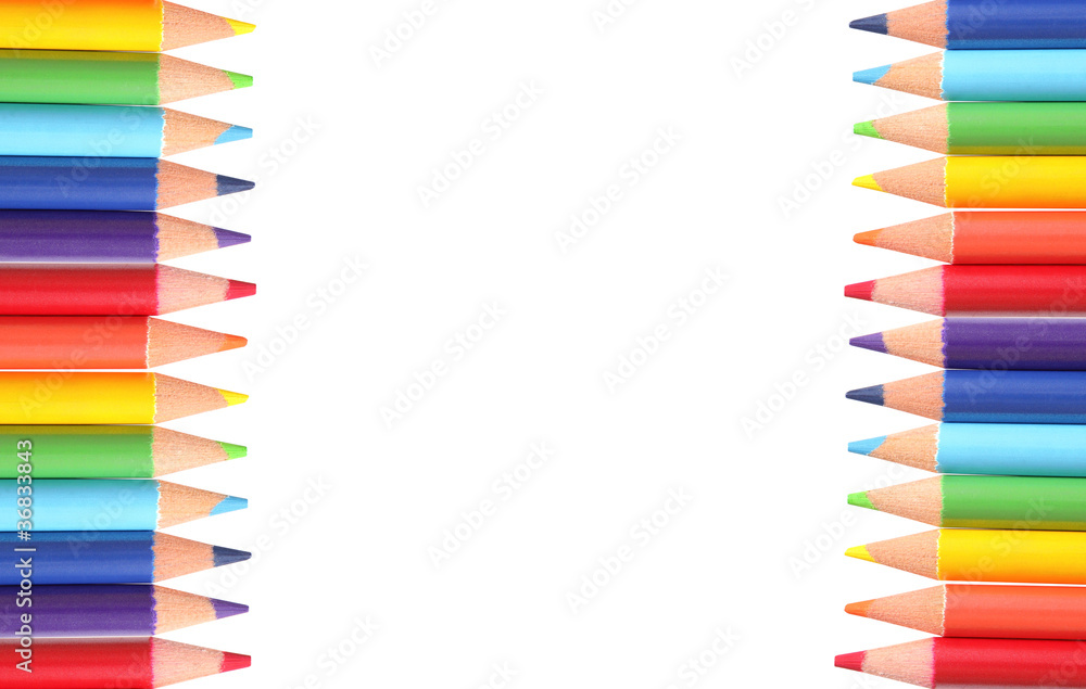 Colored pencils isolated on white background