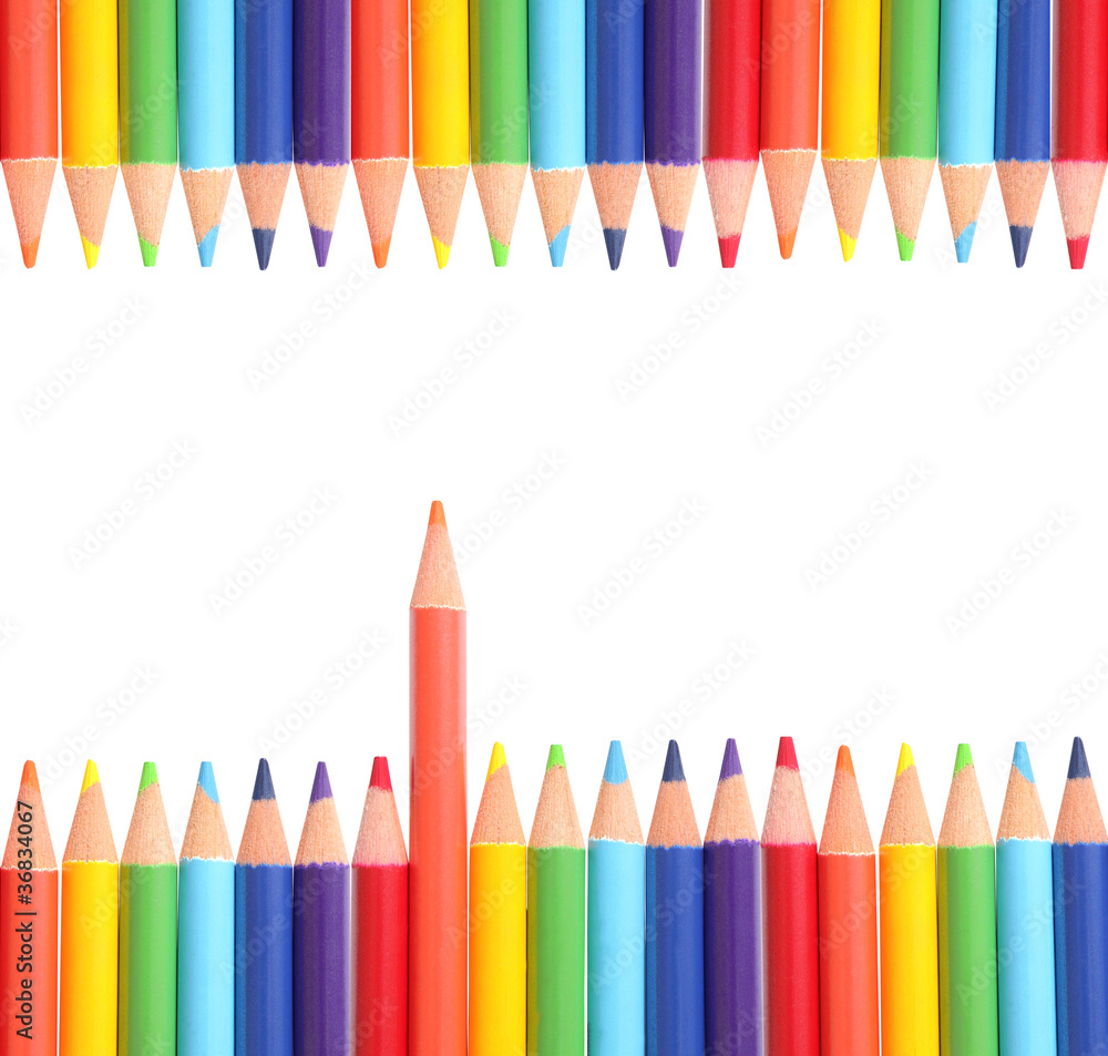 Colored pencils isolated on white background