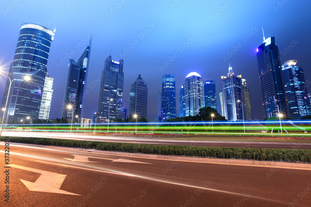 light trails in shanghai