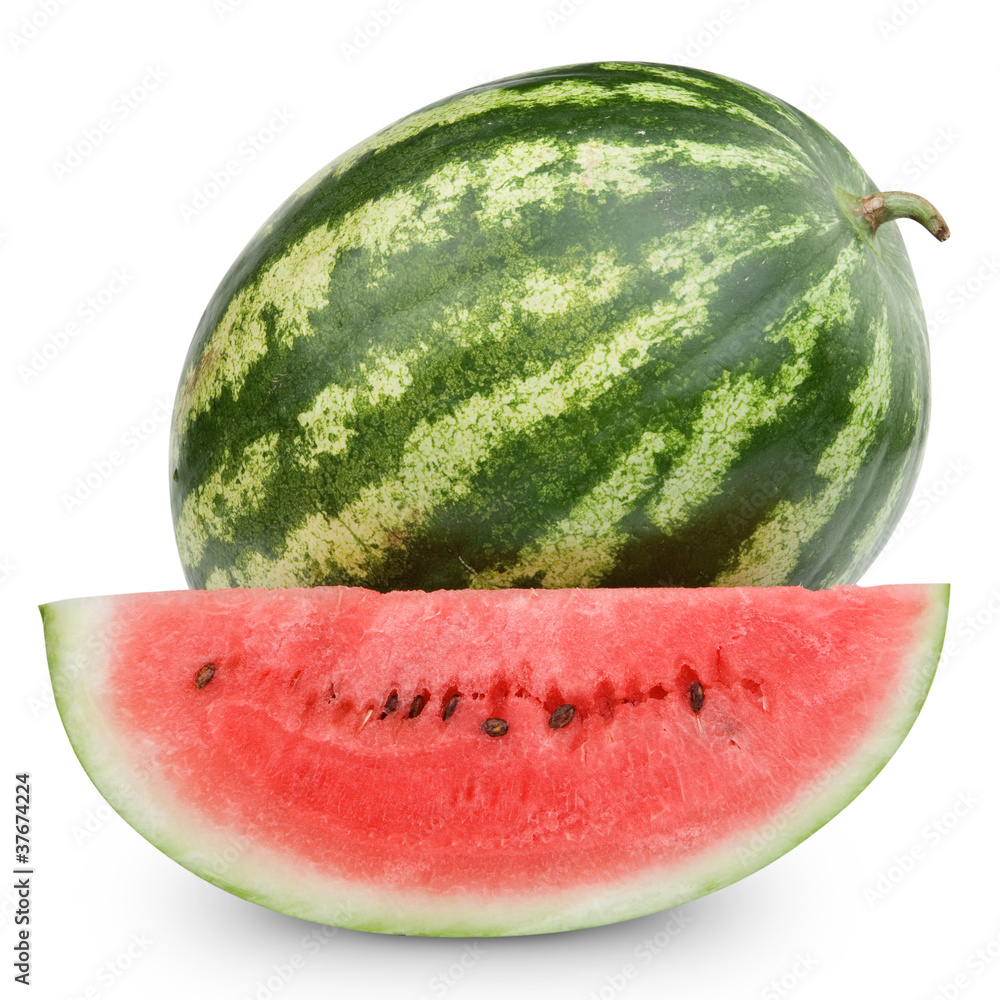 Watermelon isolated on white background + Clipping Path