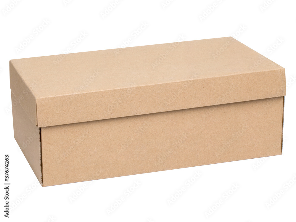 Closed shipping cardboard box isolated on white + Clipping Path