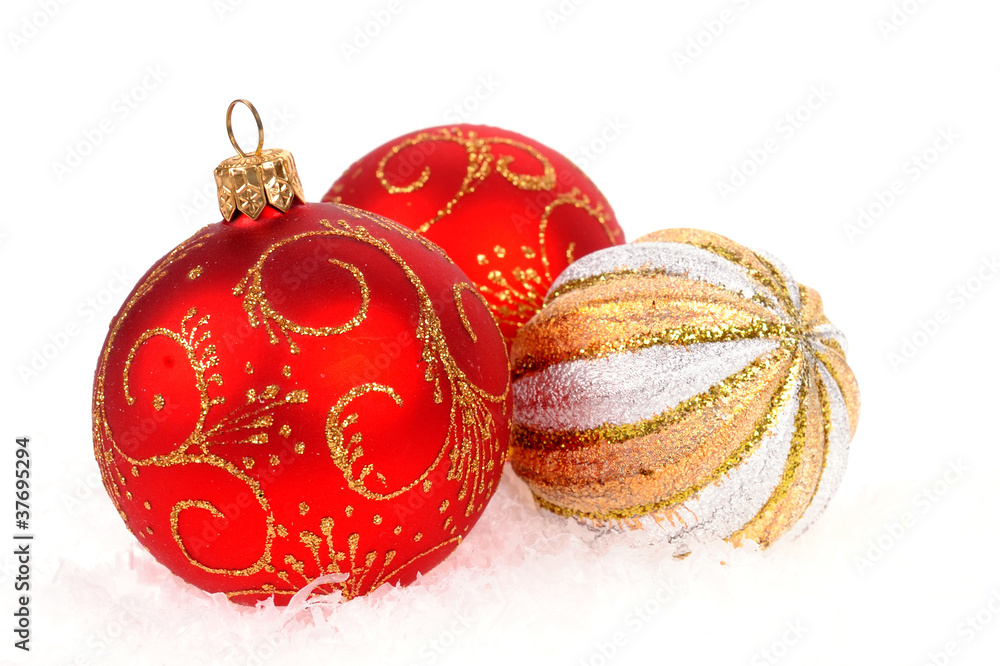 Christmas balls isolated on the white