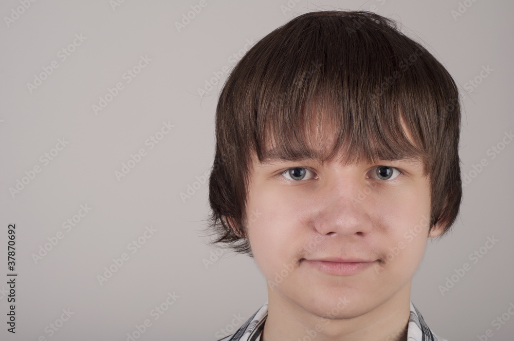 closeup portrait of teen boy