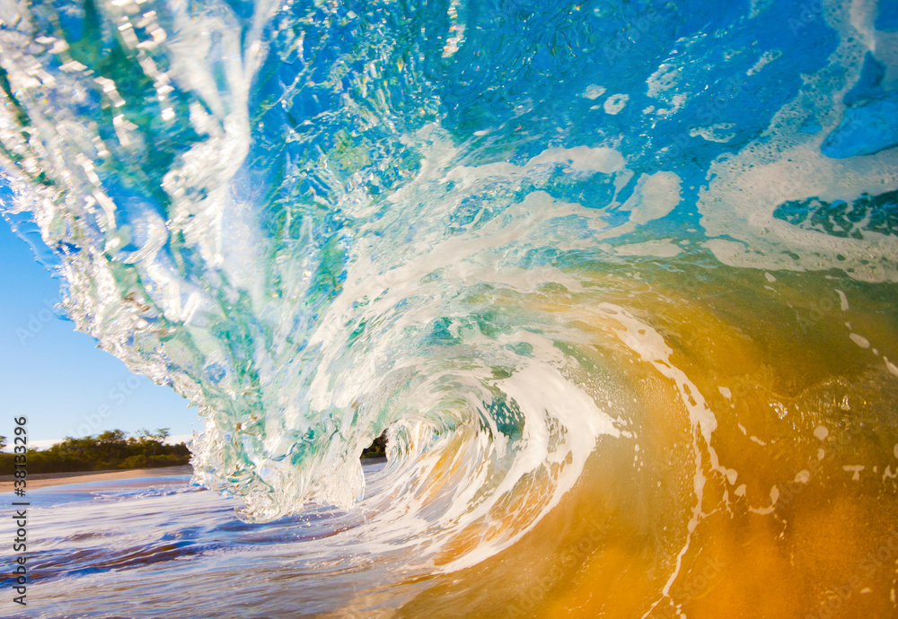 Breaking Ocean Wave Crashing over Camera