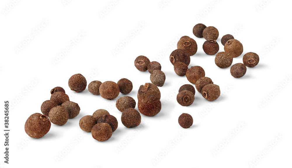 Isolated spices. Dried allspice fruits on white background