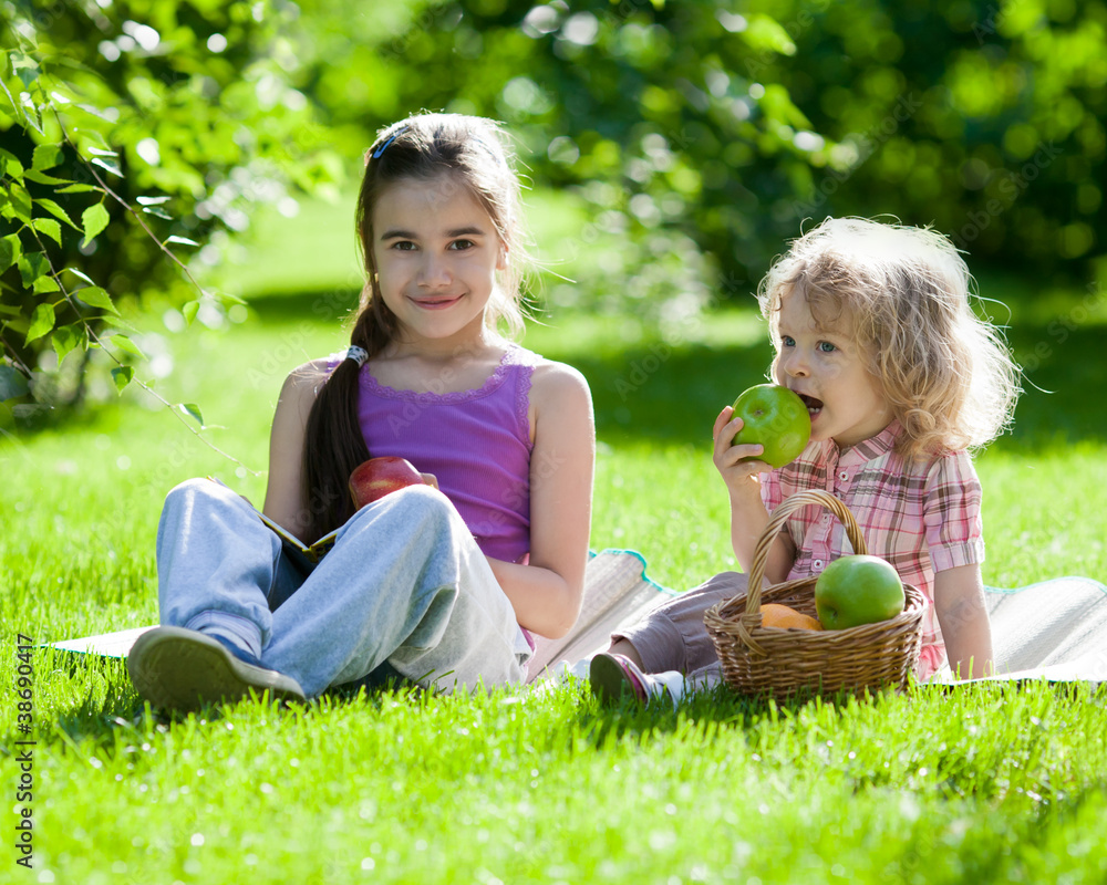 Children having picnic