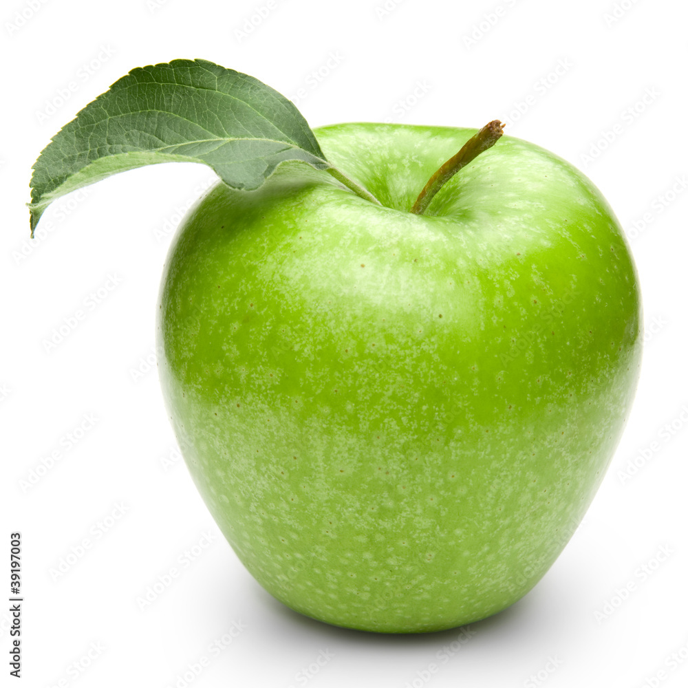 Green apples Isolated on a white background + Clipping Path .