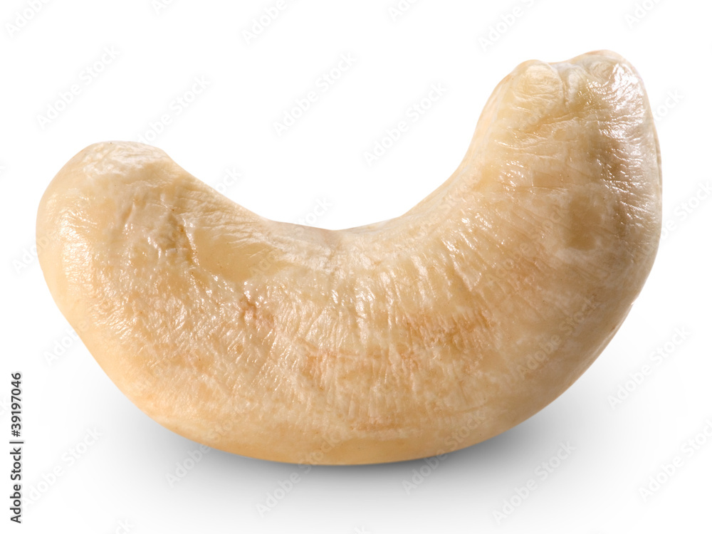 Cashew nuts isolated on white background. + Clipping Path