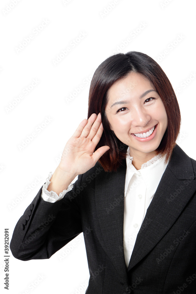 Closeup of beautiful young business woman smile face