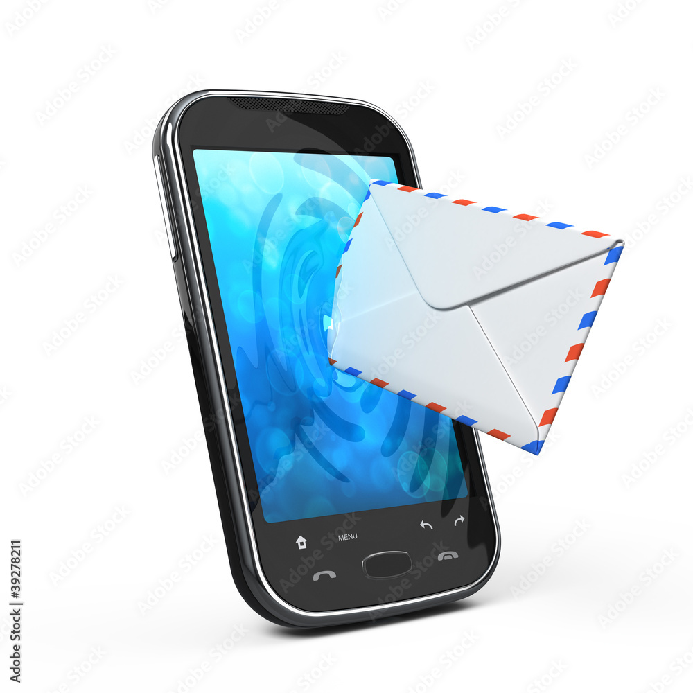 Smartphone and envelope - sms and e-mail concept