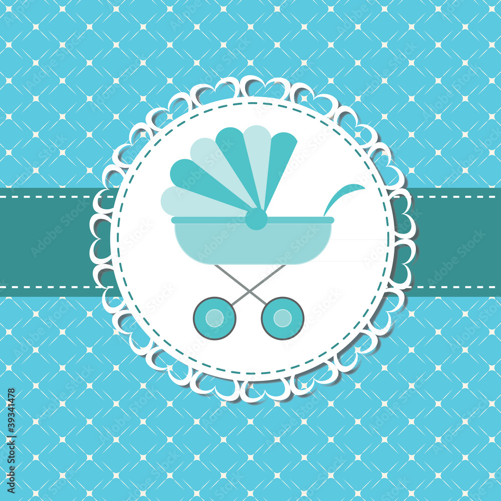 Vector illustration of pink baby carriage for newborn boy