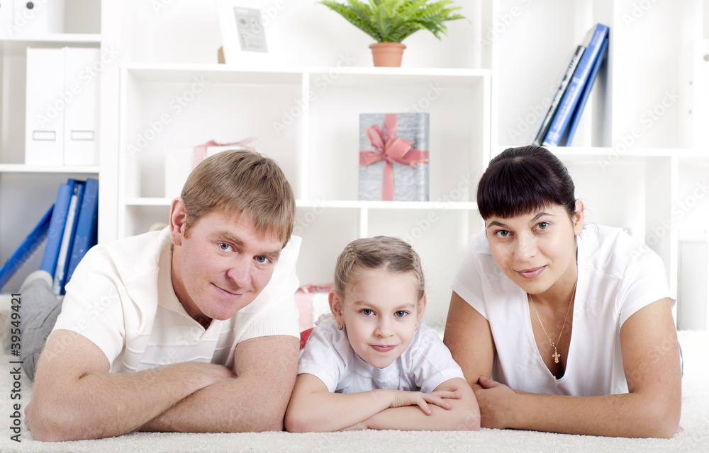 family spends time together at home