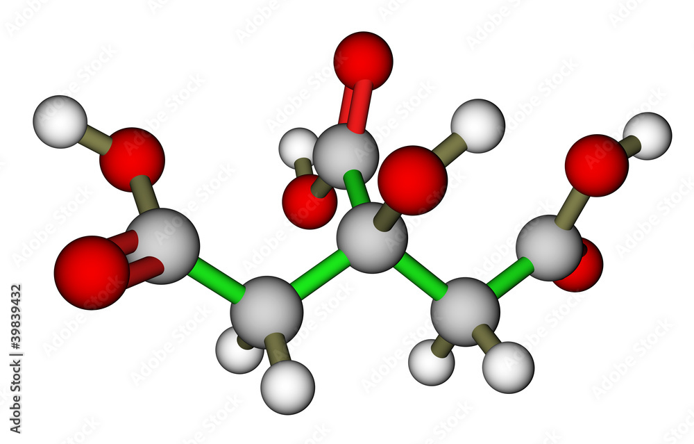 Citric acid (food additive E330) molecular structure