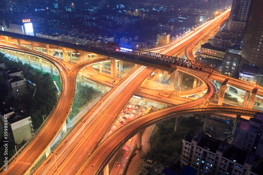 overpass in city at night