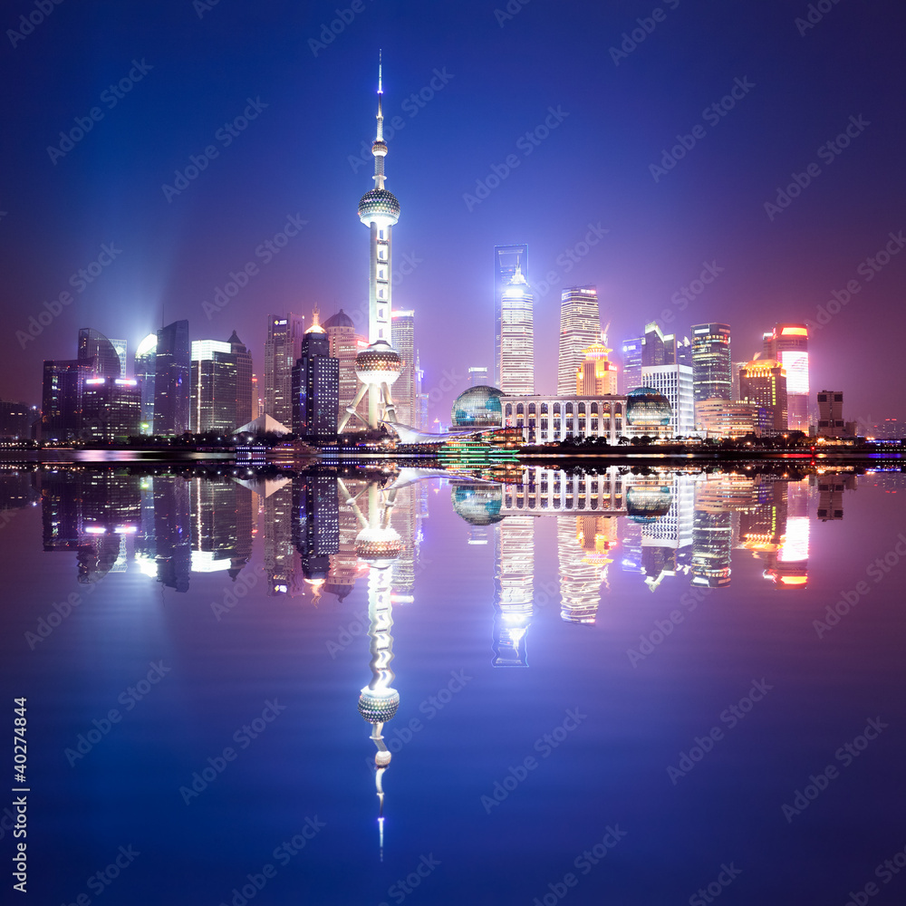 shanghai skyline at night