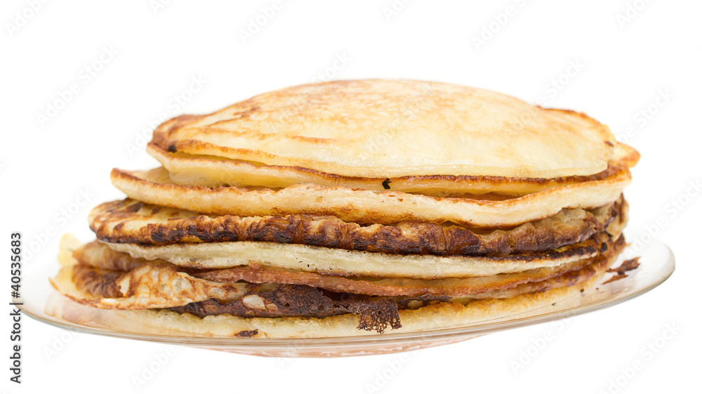 Pancakes stack isolated on white background