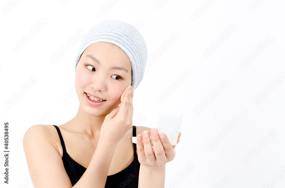 attractive asian woman skin care image