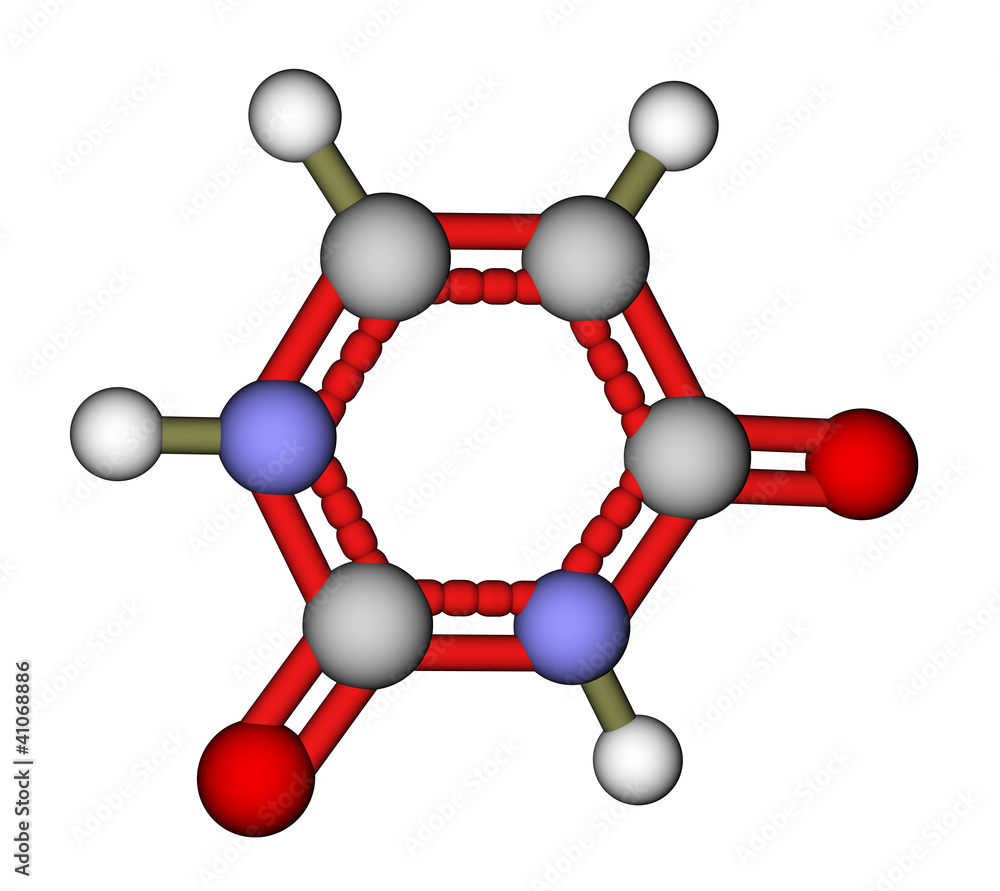 Nucleobase uracil molecular structure