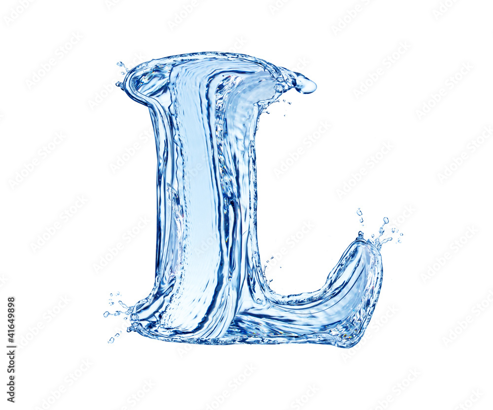 Water letter symbol, isolated on white background