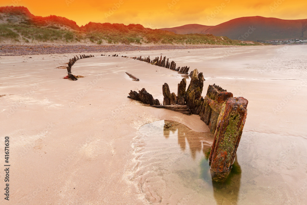 The Sunbeam ship wreck on the Rossbeigh beach, Ireland